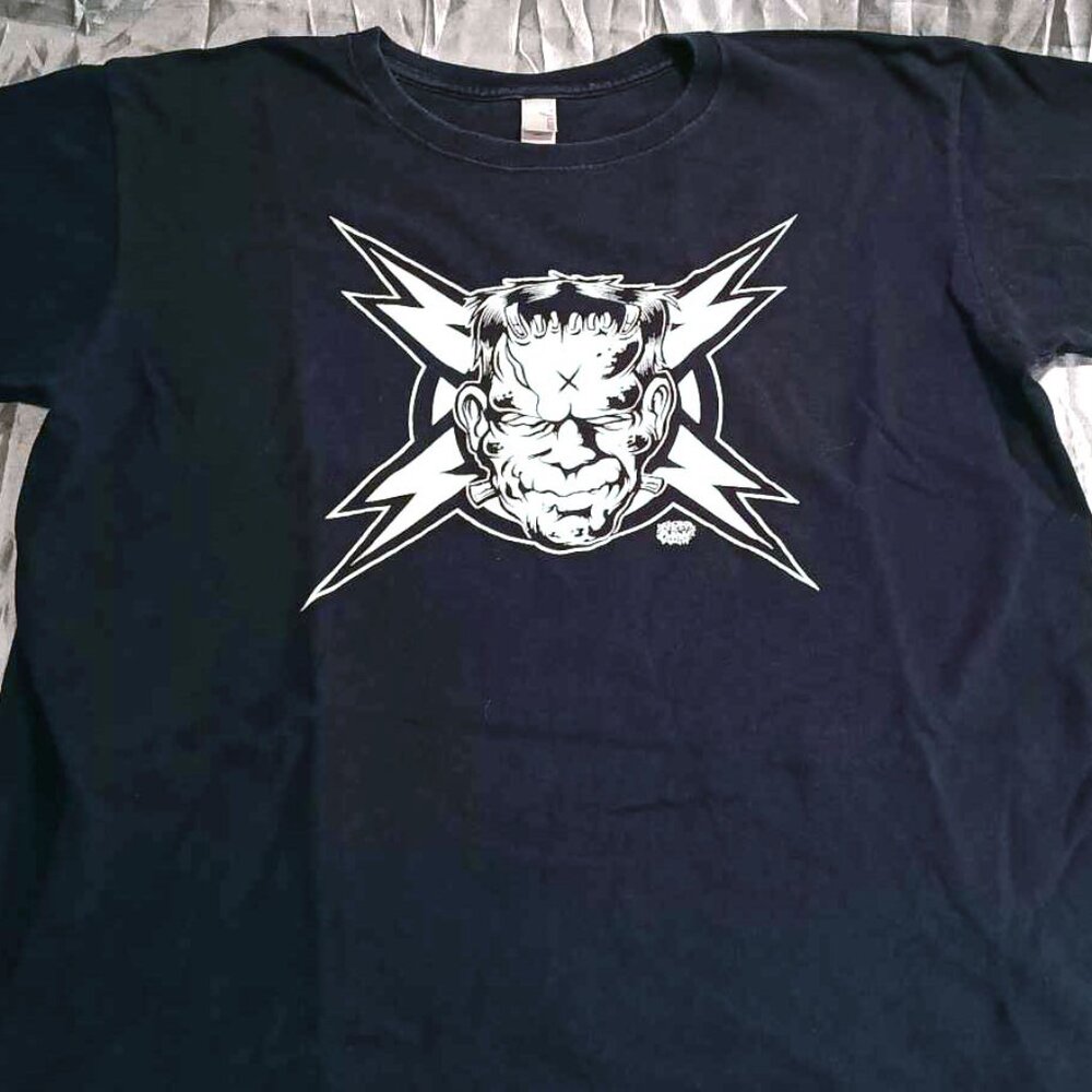 Vintage Electric Frankenstein women's cut concert shirt -L -100% cotton